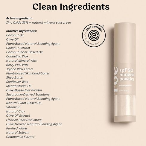 Roe Wellness- SPF 50 Powder Sunscreen Mineral-Based, Non-Toxic Brush-on For Kids, Adults & Babies | For Scalp, Face & Body (Reef Safe)(2Pack) in Kuwait
