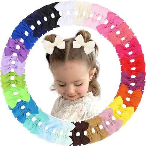 24PCS 2inch Hair Clips, Oaoleer Girls' Fully Lined Tiny Bows Alligator Clips for Infants Toddlers (12 Colors, Style D) in Kuwait
