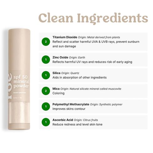 Roe Wellness- SPF 50 Powder Sunscreen Mineral-Based, Non-Toxic Brush-on For Kids, Adults & Babies | For Scalp, Face & Body (Reef Safe) in Kuwait