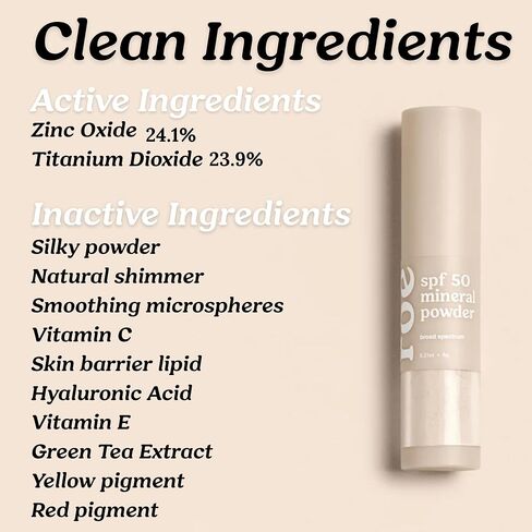 Roe Wellness- SPF 50 Powder Sunscreen Mineral-Based, Non-Toxic Brush-on For Kids, Adults & Babies | For Scalp, Face & Body (Reef Safe) in Kuwait