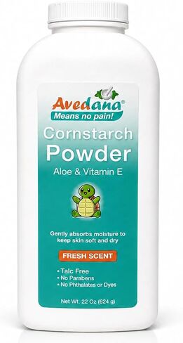 Avedana Talc-Free Cornstarch Body Powder with Aloe Vera & Vitamin E, Moisture Absorbing Fresh Scent Powder for Men & Women, No Parabens or Phthalates, 22 oz in Kuwait