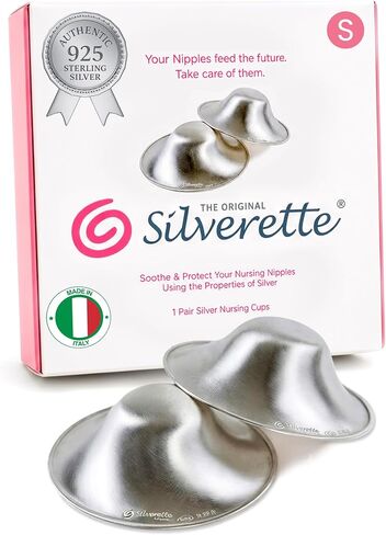 Silverette® The Original Silver Nursing Cups, Nipple Covers for Breastfeeding Essentials, Pure 925 Silver Nipple Shields in Kuwait