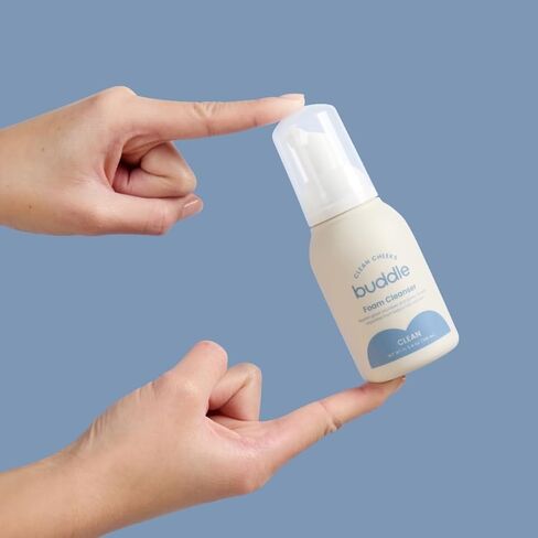 Buddle Clean Cheeks Baby Micellar No-Rinse Foam Cleanser Duo, 3.4 + 6.7 oz | One for the Nursery and One for On-the-Go; No-Rinse Micellar Foam for Sensitive Baby Skin, Fragrance-Free and Paraben-Free in Kuwait