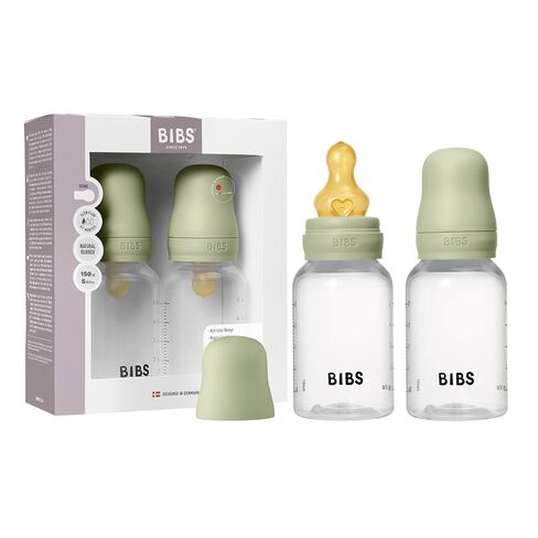 BIBS Plastic Baby Bottle, 150 ml, 2-Pack, Blush | Anti-Colic | Natural Rubber Latex Nipple | Slow Flow | BPA-Free Plastic | Breastfeeding Support | Made in Denmark in Kuwait