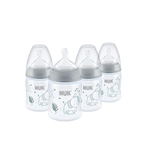 NUK First Choice Smooth Flow Anti-Colic Bottle, Peach, 5 oz. Baby Bottle with SafeTemp Temperature Indicator, Newborn Essentials, 4-Pack in Kuwait