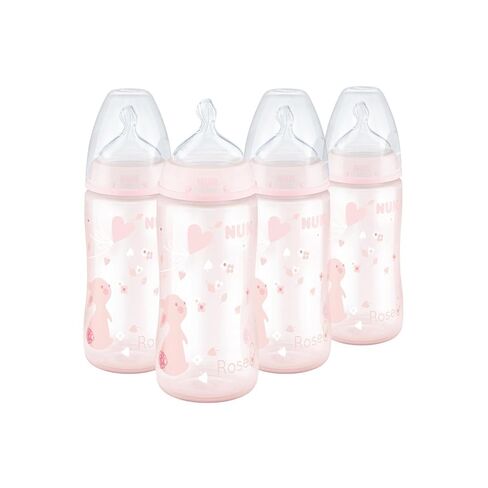 NUK First Choice Smooth Flow Anti-Colic Bottle, Peach, 5 oz. Baby Bottle with SafeTemp Temperature Indicator, Newborn Essentials, 4-Pack in Kuwait