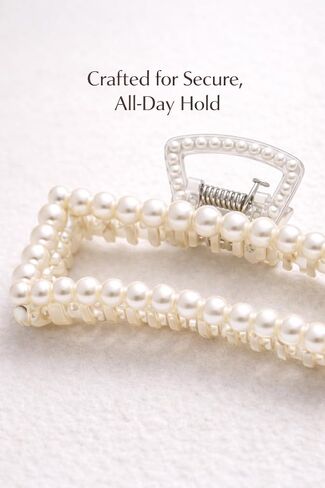 4PCS Pearl Hair Claw Clips for Women & Girls Strong Hold Hair Clamps for Thick & Thin Hair Elegant Barrettes for Wedding, Party & Everyday Styling in Kuwait