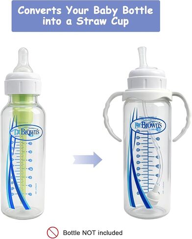 Straw Cup Conversion Kit for Dr. Brown's Narrow Baby Bottles, Toddler Transition Kit with Food Grade Silicone Straw Top Nipple, Weighted Straw, Bottle Handle, Cleaning Brush, BPA-Free, 4-Pack, 8+ in Kuwait