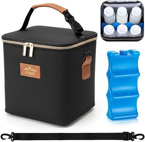 Breast Milk Cooler Travel Bag, 9.6L - Insulated Cooler Bag with Leak-Proof PEVA Liner | Portable Breastmilk Cooler Bag with Ice Packs for Cooler | Bottle Storage Organizer Baby By Jubily in Kuwait