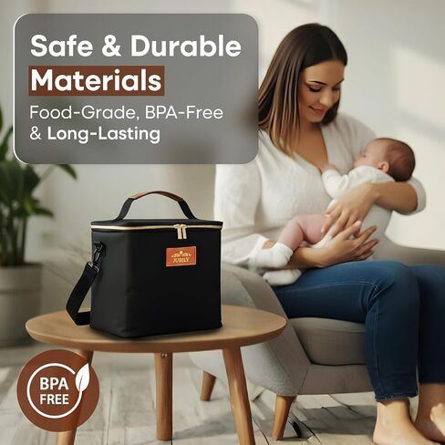 Breast Milk Cooler Travel Bag, 9.6L - Insulated Cooler Bag with Leak-Proof PEVA Liner | Portable Breastmilk Cooler Bag with Ice Packs for Cooler | Bottle Storage Organizer Baby By Jubily in Kuwait