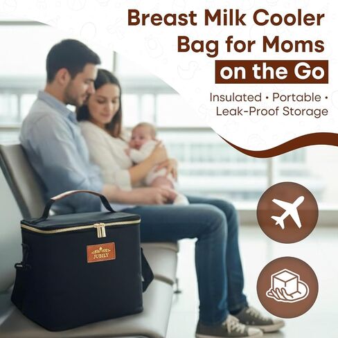 Breast Milk Cooler Travel Bag, 9.6L - Insulated Cooler Bag with Leak-Proof PEVA Liner | Portable Breastmilk Cooler Bag with Ice Packs for Cooler | Bottle Storage Organizer Baby By Jubily in Kuwait
