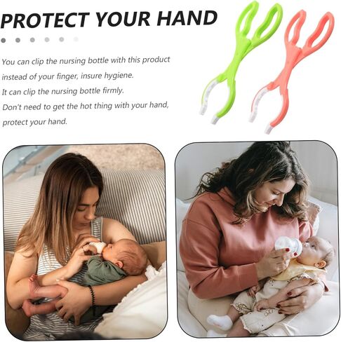 DECHOUS 2pcs Detachable Anti-scalding Bottle with Non-slip Grip High Temperature Resistant Feeding Bottle Clip for Safe Sterilization and Easy Cleaning Green Pink in Kuwait