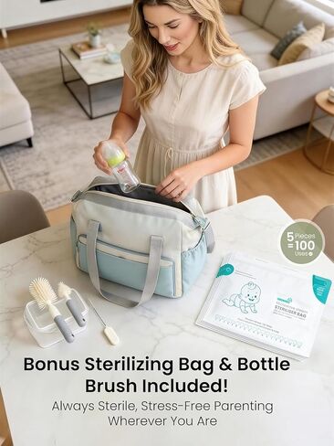 Grownsy Bottle Sterilizer and Dryer, 6 Bottles Capacity, Space Saving Nesting Design Bottle Sanitizer Esterilizador de Biberones for All Size Bottles & Breast Pump Accessories, Travel Set Included in Kuwait