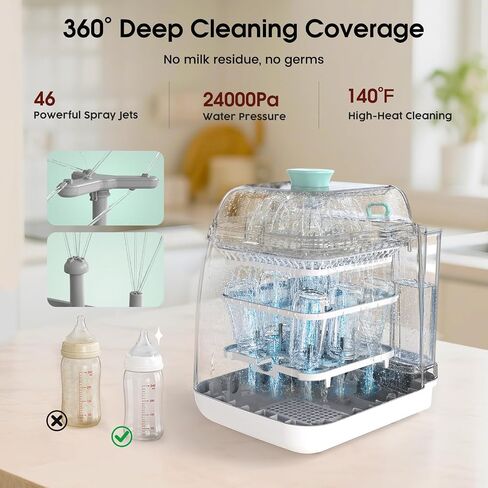 Tiny Marvels Upgraded All-in-One Baby Bottle Washer, Sterilizer and Dryer | Water Purification, 72hr Storage, Self-Cleaning, 13 Clean Modes, 6 Bottles & Pump Parts Capacity with 60 Detergent Tablets in Kuwait