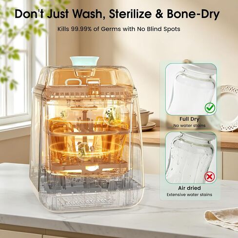 Tiny Marvels Upgraded All-in-One Baby Bottle Washer, Sterilizer and Dryer | Water Purification, 72hr Storage, Self-Cleaning, 13 Clean Modes, 6 Bottles & Pump Parts Capacity with 60 Detergent Tablets in Kuwait