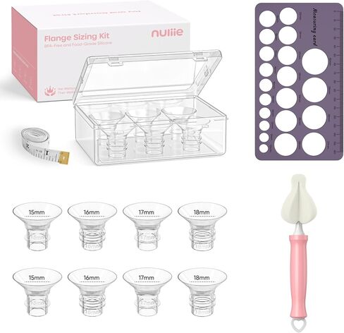 Nuliie 5-in-1 Flange Sizing Kit 12/14/16/18/20mm for 24mm Flange/Shield of Most Pumps, 10PCS Silicone Flange Inserts to Boost Pumping Efficiency & Comfort, BPA-Free Pump Essential for Moms in Kuwait