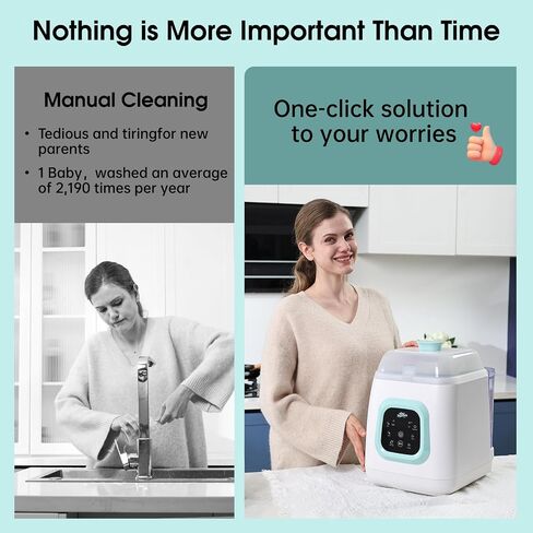 Tiny Marvels Upgraded All-in-One Baby Bottle Washer, Sterilizer and Dryer | Water Purification, 72hr Storage, Self-Cleaning, 13 Clean Modes, 6 Bottles & Pump Parts Capacity with 60 Detergent Tablets in Kuwait