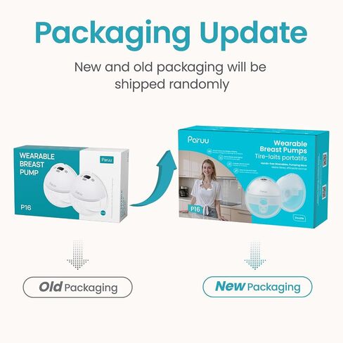 Paruu Hands Free Breast Pump P16, Wearable Breast Pump Electric Portable with 4 Modes & 12 Levels, Max 309mmHg Strong Suction 19/21/24mm Flange Inserts Wearable Breastfeeding Pump, 2 Pack White in Kuwait
