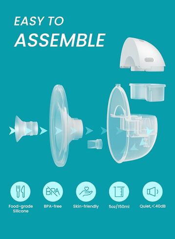 Paruu Hands Free Breast Pump P16, Wearable Breast Pump Electric Portable with 4 Modes & 12 Levels, Max 309mmHg Strong Suction 19/21/24mm Flange Inserts Wearable Breastfeeding Pump, 2 Pack White in Kuwait