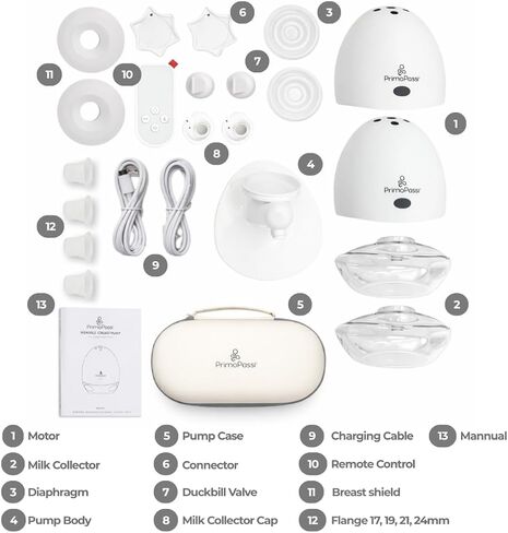 Primo Passi Double Wearable Breast Pump, Hands-Free Electric Breast Pump with Case, 4 Modes & 9 Levels, Quiet Rechargeable Portable Pump with Leak-Proof Design & LED Display in Kuwait