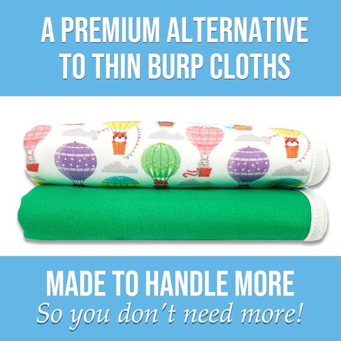 Happy Spitters Club Baby Burp Cloths for Reflux & Heavy Spit-Up (2 Pack) – Extra-Wide 4-Layer Cotton, Leak-Resistant Waterproof Barrier in Kuwait