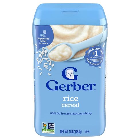 Gerber Cereal for Baby 1st Foods Rice Cereal, Made with Essential Nutrients for Supported Sitters, Non-GMO Project Verified, 16-Ounce Canister (Pack of 3) in Kuwait