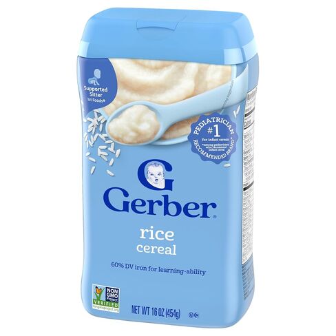 Gerber Cereal for Baby 1st Foods Rice Cereal, Made with Essential Nutrients for Supported Sitters, Non-GMO Project Verified, 16-Ounce Canister (Pack of 3) in Kuwait
