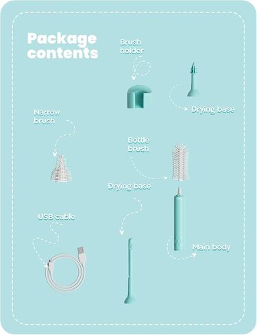 Magic Brush - Electric Baby Bottle Brush Cleaner with 360-Degree Rotation, Baby Bottle Cleaner Set with Silicone Head, USB Rechargeable, Water-Resistant Design, Nipples & Feeding Accessories in Kuwait