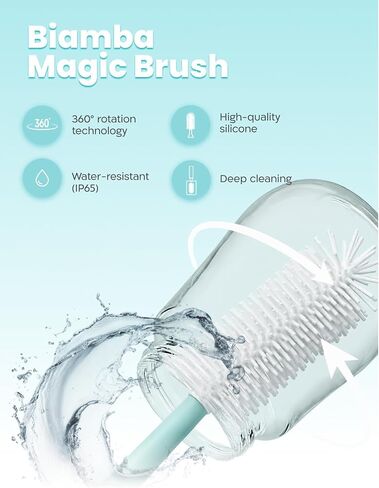 Magic Brush - Electric Baby Bottle Brush Cleaner with 360-Degree Rotation, Baby Bottle Cleaner Set with Silicone Head, USB Rechargeable, Water-Resistant Design, Nipples & Feeding Accessories in Kuwait