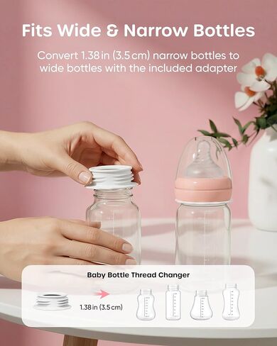 Nuliie 8010 Manual Breast Pump, Adjustable Suction with Temperature-Indicating Bottle, 6oz Wide-Neck Bottle, Narrow-Neck Adapter, Hand Pump Breastmilk with Flanges, BPA-Free, Heat Resistant in Kuwait