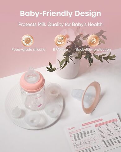 Nuliie 8010 Manual Breast Pump, Adjustable Suction with Temperature-Indicating Bottle, 6oz Wide-Neck Bottle, Narrow-Neck Adapter, Hand Pump Breastmilk with Flanges, BPA-Free, Heat Resistant in Kuwait