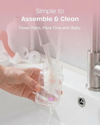 Nuliie 8010 Manual Breast Pump, Adjustable Suction with Temperature-Indicating Bottle, 6oz Wide-Neck Bottle, Narrow-Neck Adapter, Hand Pump Breastmilk with Flanges, BPA-Free, Heat Resistant in Kuwait