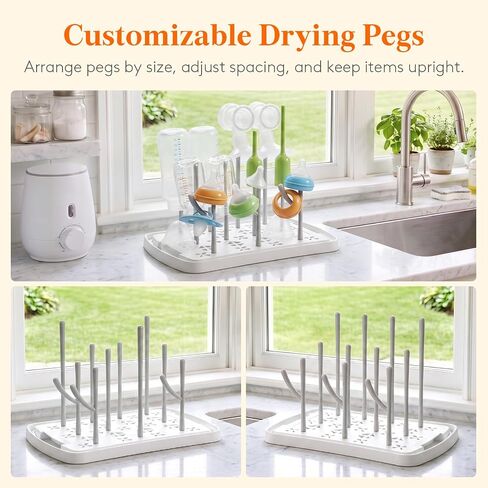 Lifewit Baby Bottle Drying Rack with Tray, Portable Bottle Drying Tree for Home & Travel, Space Saving Dryer Holder for Nipples, Pump Parts, Pacifiers Storage, Newborn Essentials, BPA Free in Kuwait