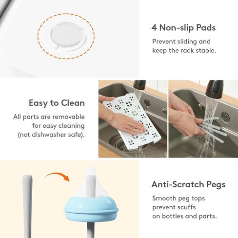 Lifewit Baby Bottle Drying Rack with Tray, Portable Bottle Drying Tree for Home & Travel, Space Saving Dryer Holder for Nipples, Pump Parts, Pacifiers Storage, Newborn Essentials, BPA Free in Kuwait