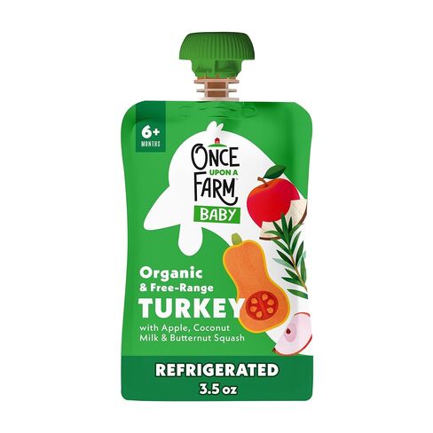 Once Upon a Farm Apple, Coconut Milk, Turkey, Butternut Squash Organic Baby Food Pouch, 3.5oz in Kuwait