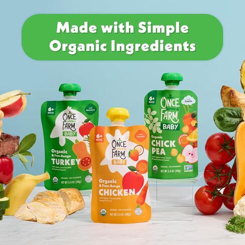 Once Upon a Farm Apple, Coconut Milk, Turkey, Butternut Squash Organic Baby Food Pouch, 3.5oz in Kuwait