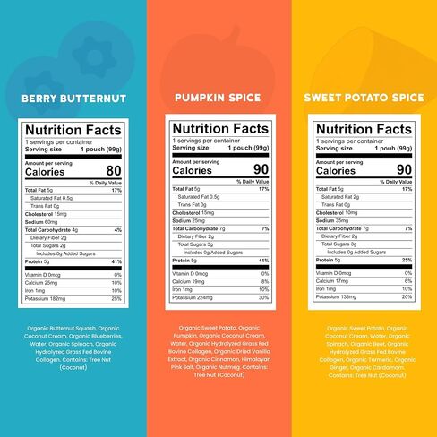 Serenity Kids 6+ Months Dairy Free Smoothie Baby Food Pouches - Protein Snack Pouches with Grass-Fed Collagen & Healthy Fats - USDA Organic Baby Food with No Added Sweeteners - 3.5 Fl Oz, Pack of 18 in Kuwait
