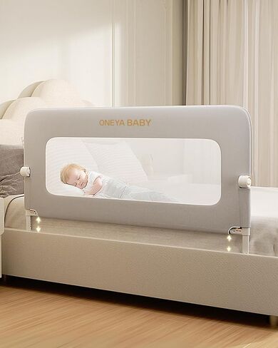 59" Swing Down Baby Bed Rail Guard,Thickened Foldable Bed Rail for Toddlers | No-drill Install Toddler Bed Rail, 27in Tall Safety Guard, Height Adjustable Safety Rail for Bunk,Twin,Full,Queen,King in Kuwait
