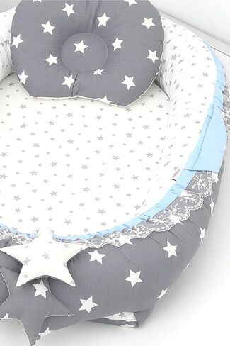 SODEF 5-Piece Nest Set with Pillow, Blanket, Quilt, and Cloud Pillow - Cotton, Dark Gray/Blue Pattern - Dark Gray/Blue in Kuwait
