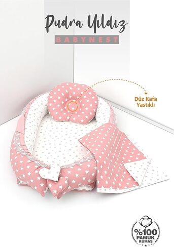 SODEF 3 Piece Nest Set with Pillow and Quilt, Cotton Sleep Pod for, Powder Star Design, 0-24 Months - Powder Star in Kuwait