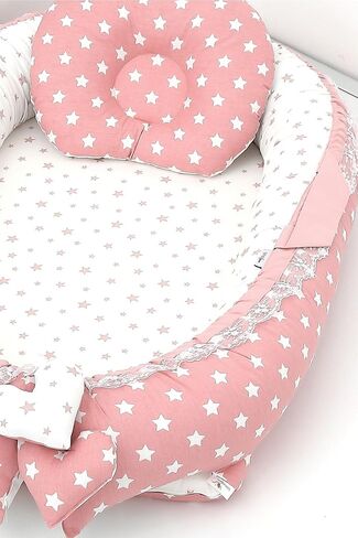 SODEF 3 Piece Nest Set with Pillow and Quilt, Cotton Sleep Pod for, Powder Star Design, 0-24 Months - Powder Star in Kuwait