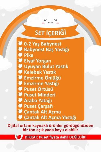 SODEF Nest Set with Stroller Cover | Includes Nursing Pillow, Changing Mat, Star & Cloud Pillows | 100% Cotton | Yellow Butterfly - Sarı Gri Kelebek T in Kuwait