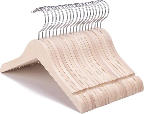 Nature Smile 20 Pack Unfinished/Natural Kids Baby Children Toddler Wooden Shirt Dress Coat Hangers with No Painting - 360°Stronger Anti-Rust Chrome Swivel Hook - Extra Smoothly Cut Notches in Kuwait