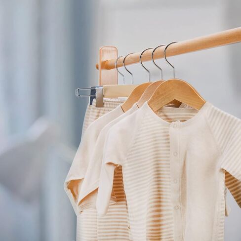 Nature Smile Kids Baby Children Toddler Wooden Shirt Coat Hangers with Notches and Anti-Rust Chrome Hook Pack of 20 (Natural) in Kuwait