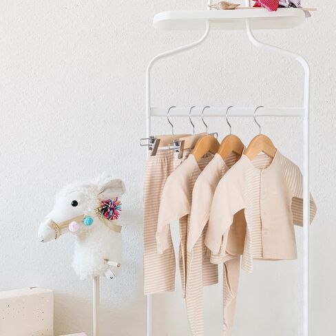 Nature Smile Kids Baby Children Toddler Wooden Shirt Coat Hangers with Notches and Anti-Rust Chrome Hook Pack of 20 (Natural) in Kuwait