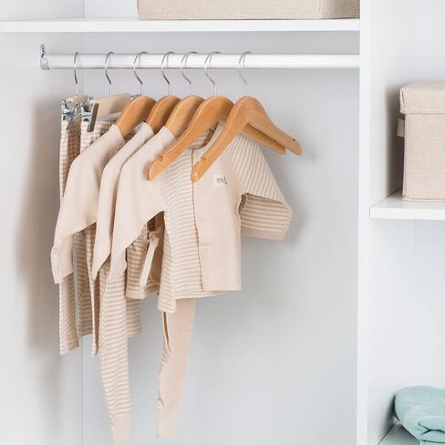 Nature Smile Kids Baby Children Toddler Wooden Shirt Coat Hangers with Notches and Anti-Rust Chrome Hook Pack of 20 (Natural) in Kuwait