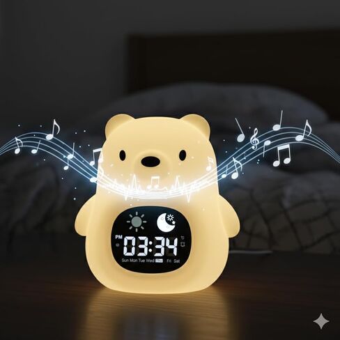 HOME.X Cubbi Sleep Aid Night Light for Toddler Gen.2 - Alarm Clock, Wake-Up Light, Sleep Mode, Music & White Noise Soother, Tap Control Colors, Soft Silicone, Rechargeable in Kuwait