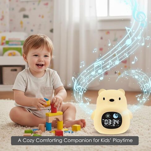 HOME.X Cubbi Sleep Aid Night Light for Toddler Gen.2 - Alarm Clock, Wake-Up Light, Sleep Mode, Music & White Noise Soother, Tap Control Colors, Soft Silicone, Rechargeable in Kuwait