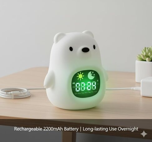 HOME.X Cubbi Sleep Aid Night Light for Toddler Gen.2 - Alarm Clock, Wake-Up Light, Sleep Mode, Music & White Noise Soother, Tap Control Colors, Soft Silicone, Rechargeable in Kuwait