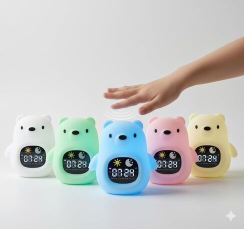 HOME.X Cubbi Sleep Aid Night Light for Toddler Gen.2 - Alarm Clock, Wake-Up Light, Sleep Mode, Music & White Noise Soother, Tap Control Colors, Soft Silicone, Rechargeable in Kuwait